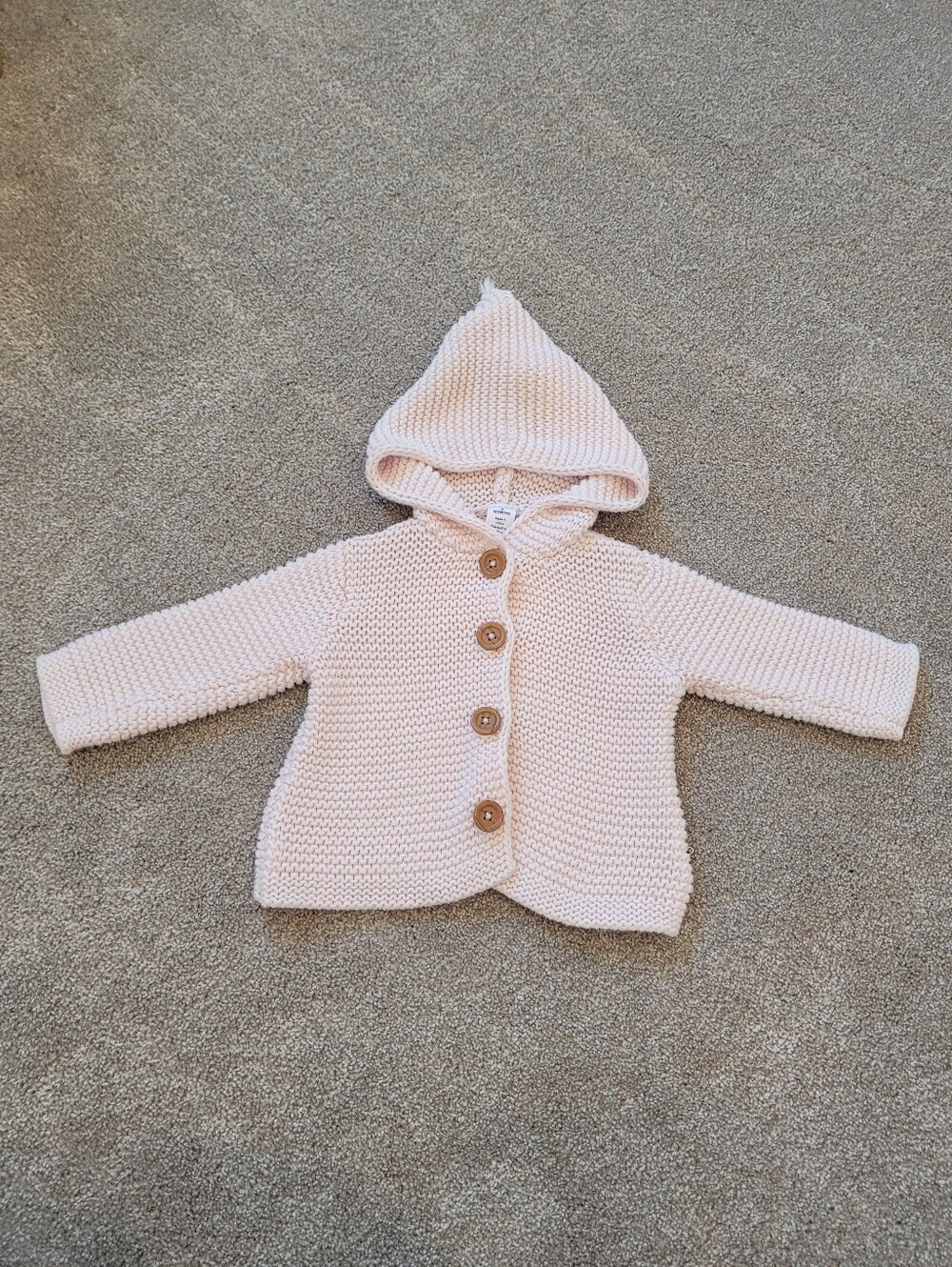 Nordstrom Baby Knit Crochet Pink Hooded Sweater Size 6 Months